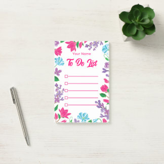 Personalized Colourful Floral Garden border Post-it Notes