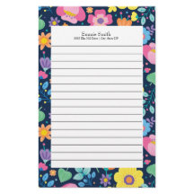 Personalized Colourful Floral Lined Stationery