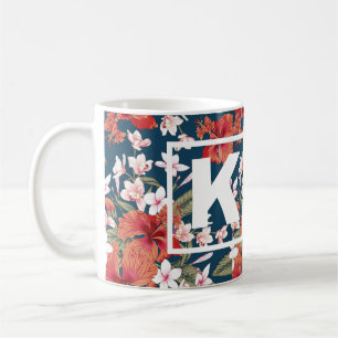 Personalized Colourful Floral Monogram Mug