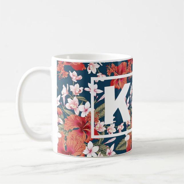 Personalized Colourful Floral Monogram Mug (Left)