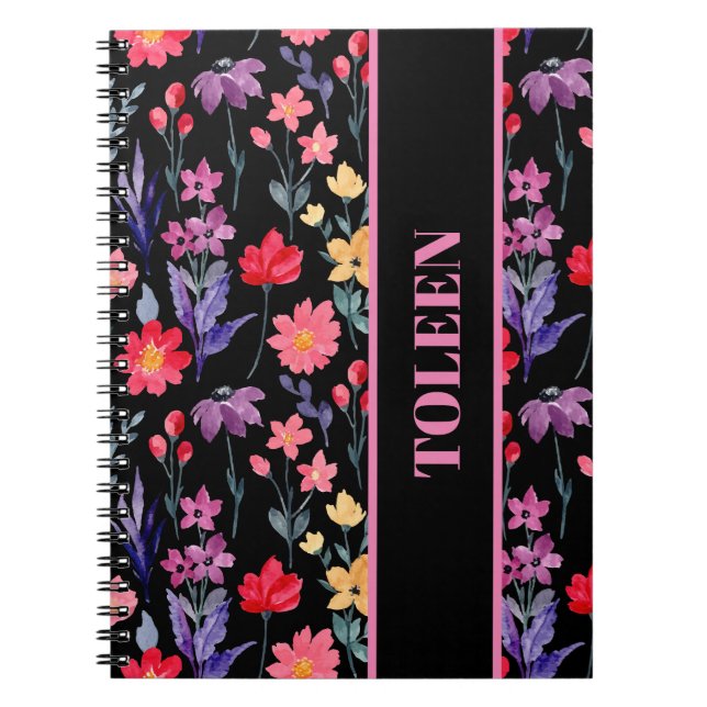 Personalized Colourful Floral Pattern              Notebook (Front)