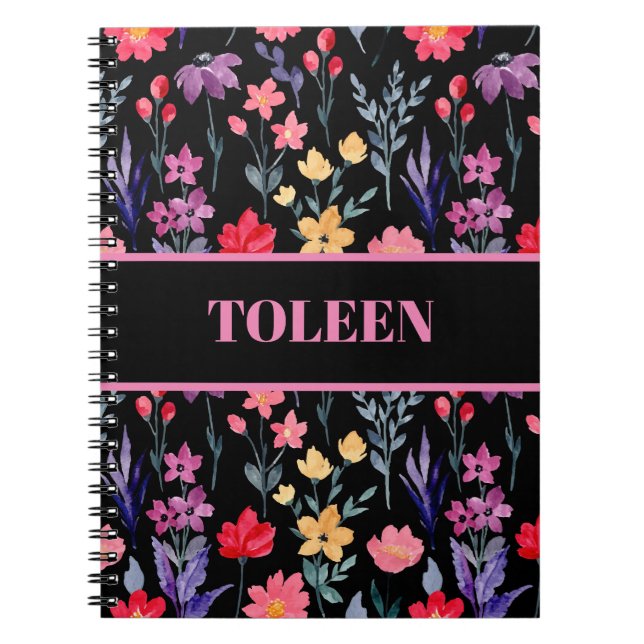 Personalized Colourful Floral Pattern              Notebook (Front)