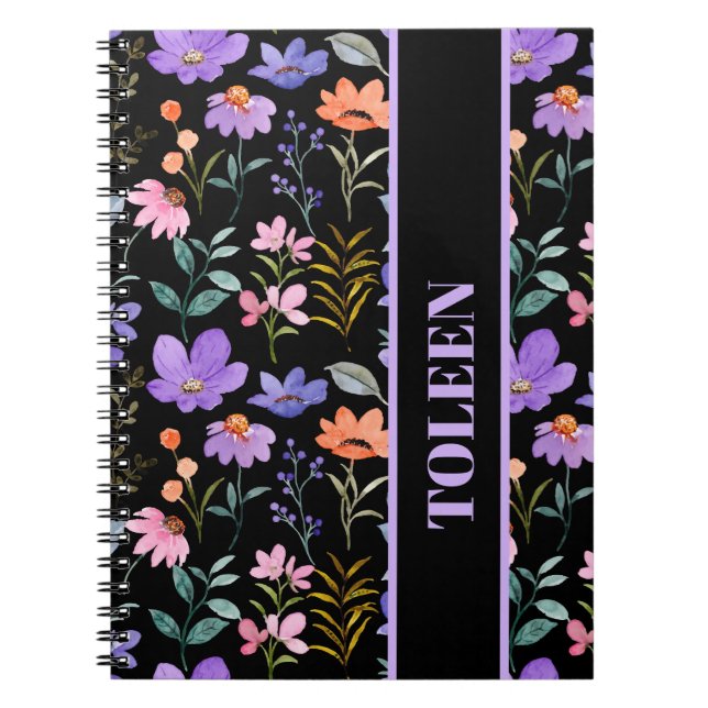 Personalized Colourful Floral Pattern              Notebook (Front)