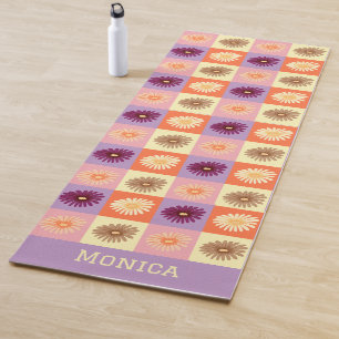 Personalized Colourful Floral Pink Purple Custom  Yoga Mat