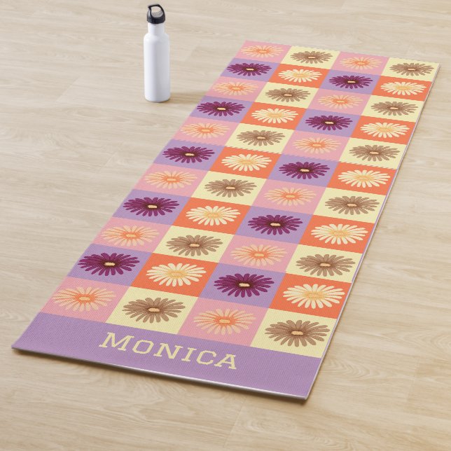 Personalized Colourful Floral Pink Purple Custom  Yoga Mat (In Situ)