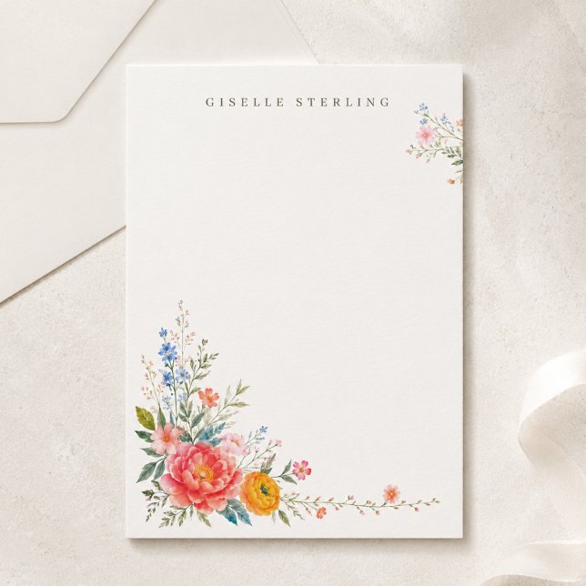 Personalized Colourful Floral Stationery Card (Creator Uploaded)