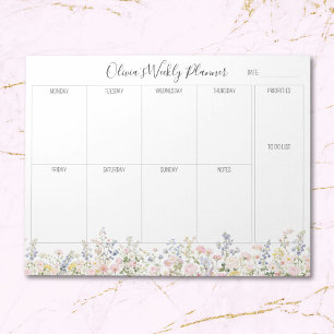 Personalized Colourful Flower Floral Weekly Planne Notepad