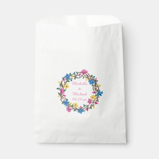 Personalized Colourful Flowers Wedding Favour Bags