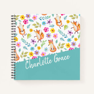 Personalized Colourful Fox Pattern Notebook