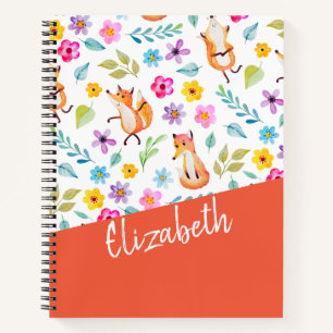 Personalized Colourful Fox Pattern - Orange Notebook