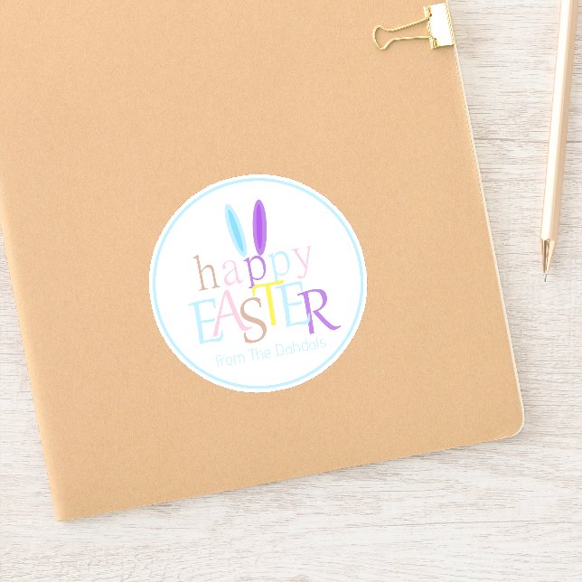 Personalized Colourful Fun Bunny Ears Happy Easter (Notebook)