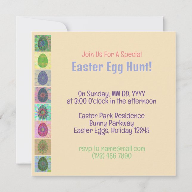 Personalized Colourful Fun Easter Egg Hunt Collage Invitation (Back)