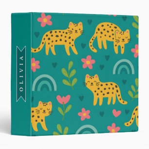 Personalized Colourful Fun Leopard Jungle Name Gif Binder