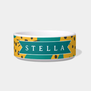 Personalized Colourful Fun Leopard Jungle Name Gif Bowl