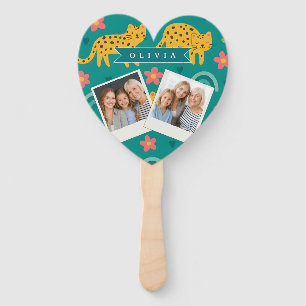 Personalized Colourful Fun Leopard Jungle Name Gif Hand Fan