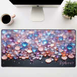 Personalized Colourful Gemstone Rocks Desk Mat<br><div class="desc">Spark creativity and elevate your workspace with this personalized desk mat adorned with a vibrant array of colourful gemstones. The shimmering crystals, set against a sleek black background, create a mesmerizing and inspiring scene. Make it truly yours by adding your name or a motivational quote. The smooth surface provides a...</div>