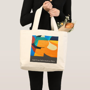 Personalized Colourful Geometric Abstract Pattern  Large Tote Bag
