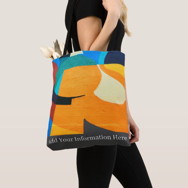 Personalized Colourful Geometric Abstract Pattern Tote Bag (Close Up)