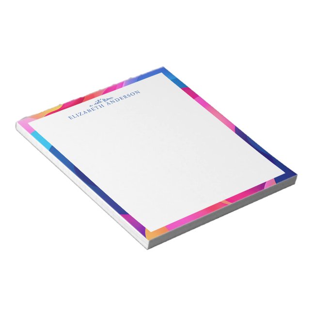 Personalized Colourful Geometric Border Notepad (Angled)