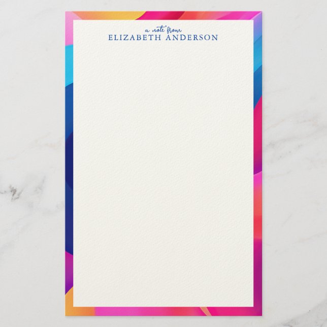 Personalized Colourful Geometric Border Stationery (Front)