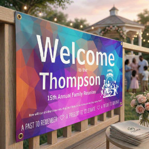Personalized Colourful Geometric Family Reunion  Banner