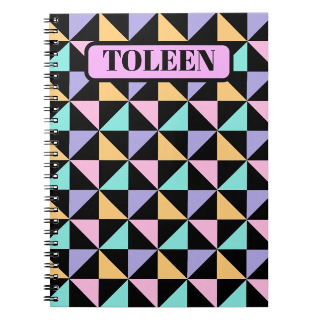 Personalized Colourful Geometric Pattern           Notebook (Front)