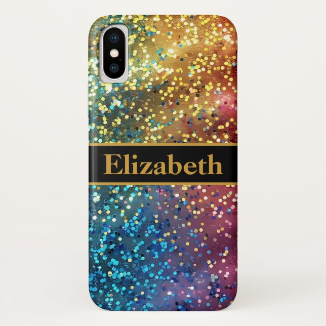Personalized Colourful Glitter Faux Foil Confetti Case-Mate iPhone Case (Back)