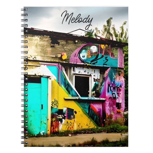 Personalized Colourful Graffiti Abandoned Notebook (Front)