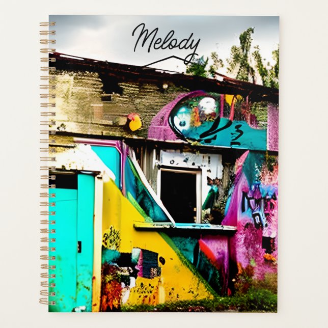 Personalized Colourful Graffiti Abandoned Planner (Front)