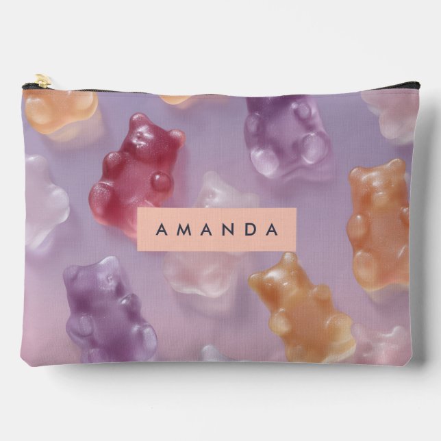 Personalized Colourful Gummy Bear Pattern Accessory Pouch (Front)