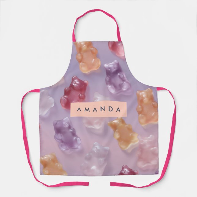 Personalized Colourful Gummy Bear Pattern Apron (Front)