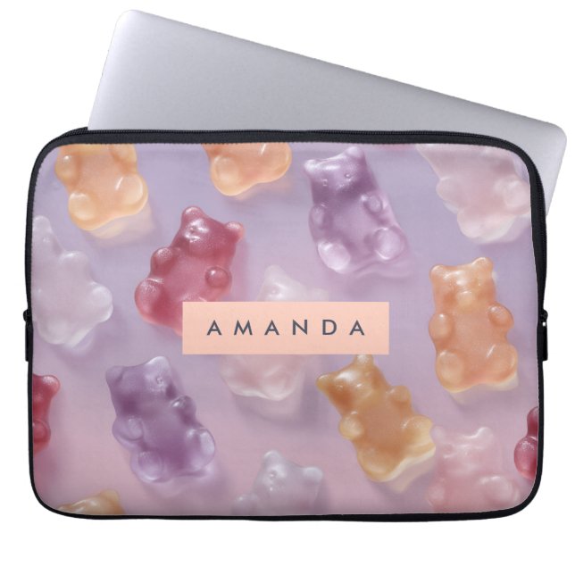 Personalized Colourful Gummy Bear Pattern Laptop Sleeve (Front)