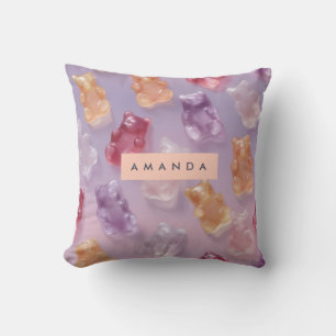 Personalized Colourful Gummy Bear Pattern Throw Pillow