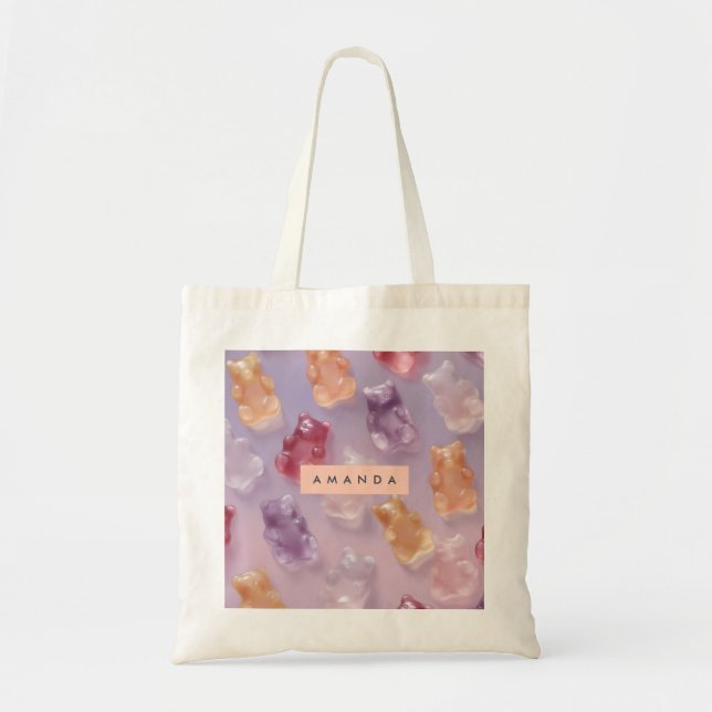 Personalized Colourful Gummy Bear Pattern Tote Bag (Front)