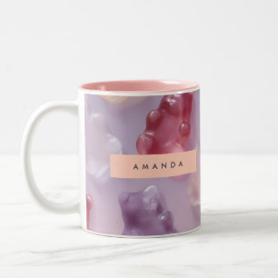 Personalized Colourful Gummy Bear Pattern Two-Tone Coffee Mug