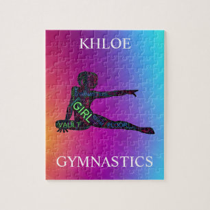 Personalized Colourful Gymnastics Word Art Jigsaw Puzzle