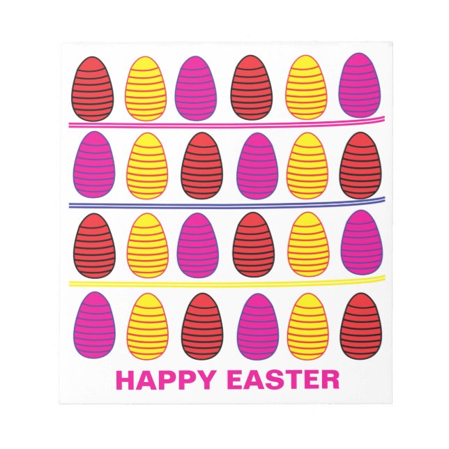 Personalized Colourful Happy Easter Eggs Pattern   Notepad (Front)