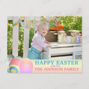 Personalized Colourful HAPPY EASTER PHOTO Holiday Postcard