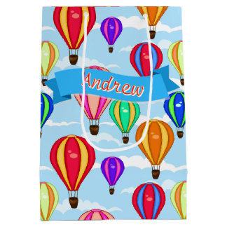 Personalized Colourful Hot Air Balloons In The Sky Medium Gift Bag