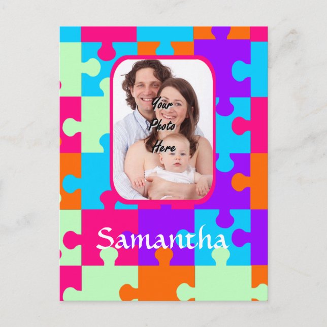 Personalized colourful jigsaw postcard (Front)