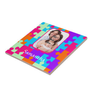 Personalized colourful jigsaw tile
