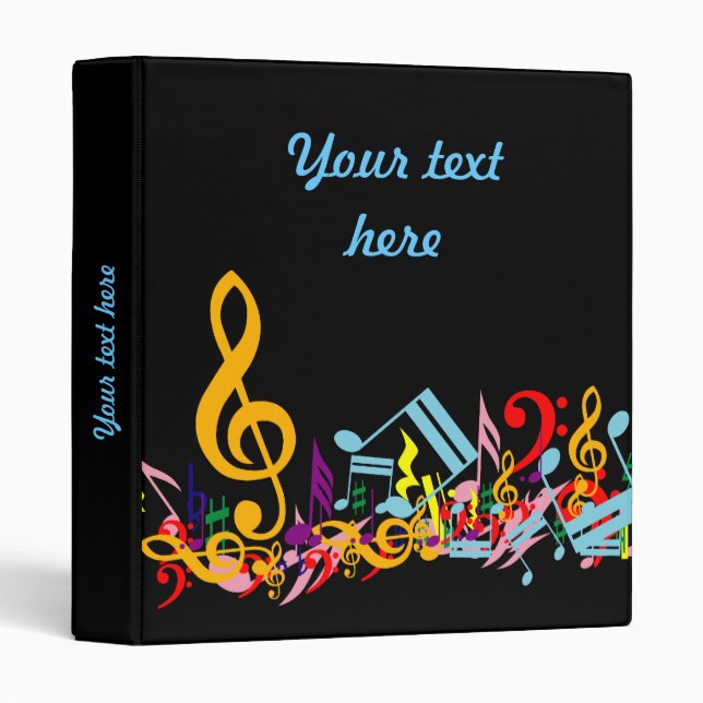 Personalized Colourful Jumbled Music Notes on Binder (Front/Spine)