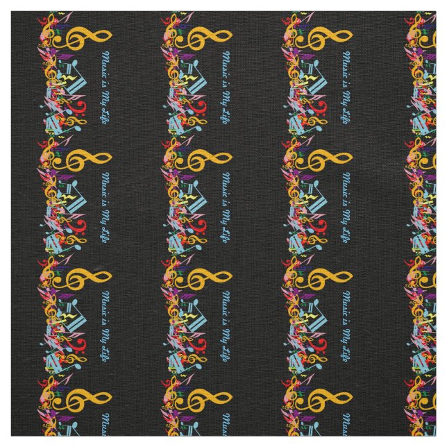 Personalized Colourful Jumbled Music Notes on Fabric (Swatch)