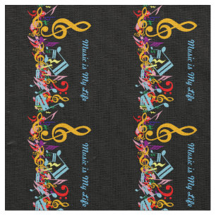 Personalized Colourful Jumbled Music Notes on Fabric