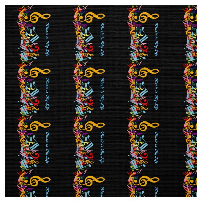 Personalized Colourful Jumbled Music Notes on Fabric (Swatch)