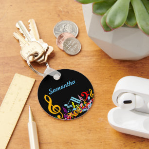 Personalized Colourful Jumbled Music Notes on Keychain