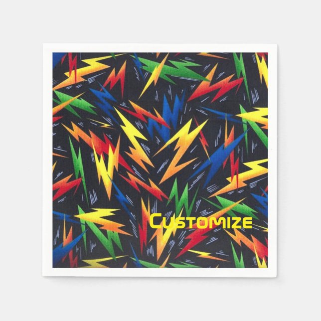 Personalized Colourful Lightning Bolts Napkins. Napkin (Front)