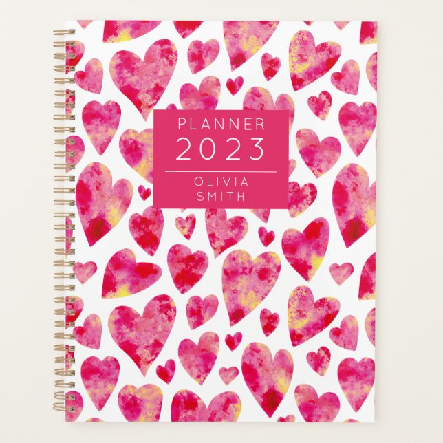 Personalized Colourful Love Heart Pattern Planner (Front)