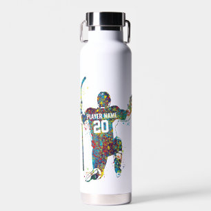 Personalized colourful Man/Boy hockey player Water Bottle