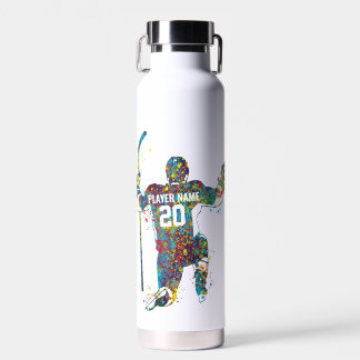 Personalized colourful Man/Boy hockey player Water Bottle